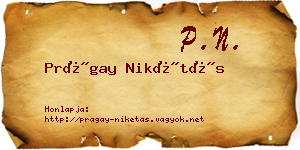 Prágay Nikétás névjegykártya